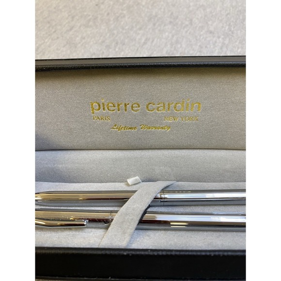 Vintage New Chrome Pierre Cardin Retractable Pencil Set With Custom Box - Picture 2 of 7